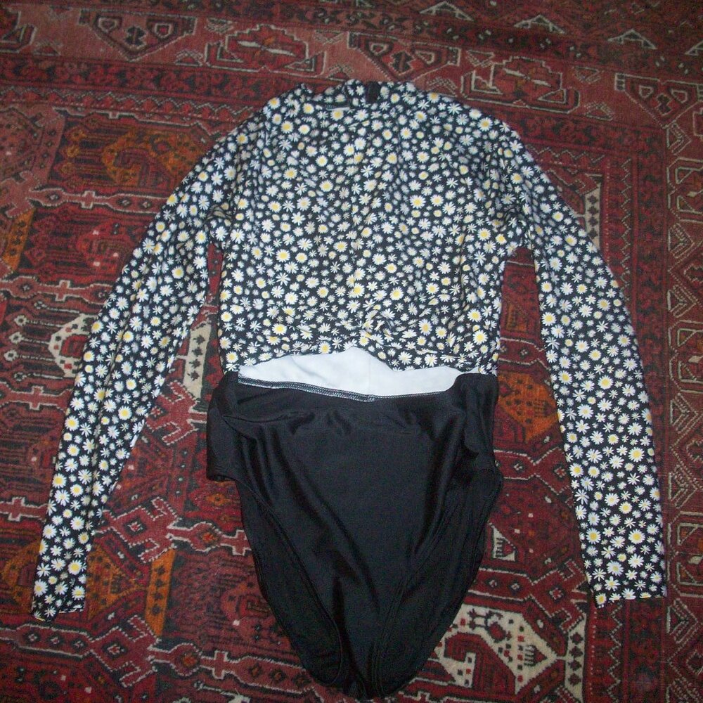 Art Class Girls Long Sleeve Zip One-Piece Swimsuit Runched Open Front Large (14)